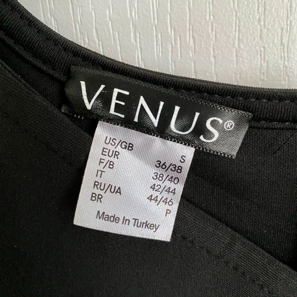 Venus Black Cap Sleeve Sheath Dress with Gold Buckle Detail Size S - Picture 4 of 12